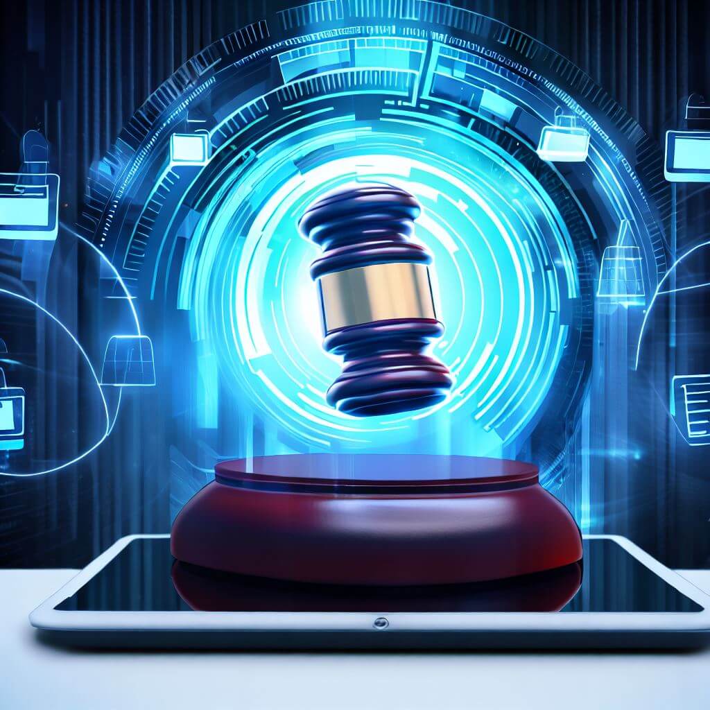 AI gavel resolving court proceedings online after efiling legal documents