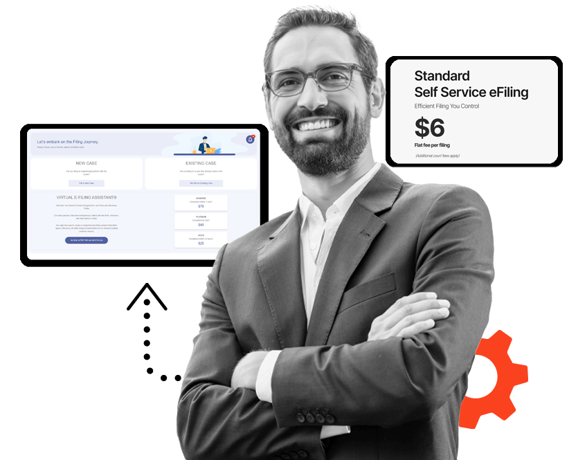 Legal professional browses MFR efiling and eservice pricing plans